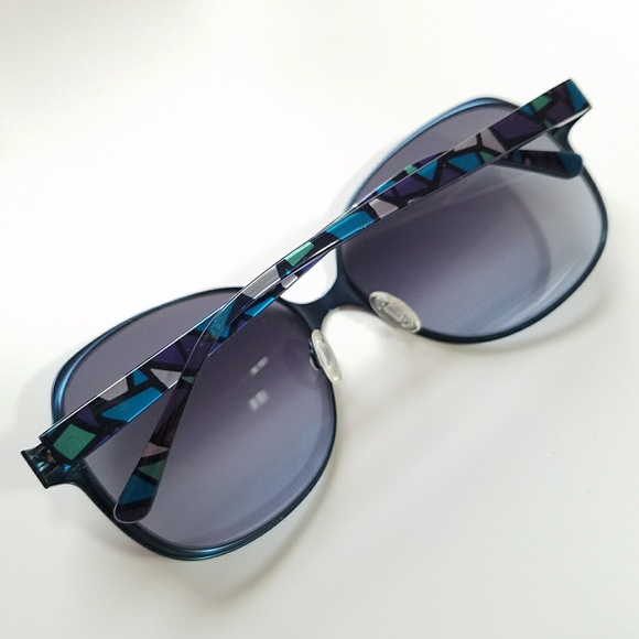 Kensie Blue 💙Geo Pattern💙 Round Frame Sunglasses - Picture 2 of 8